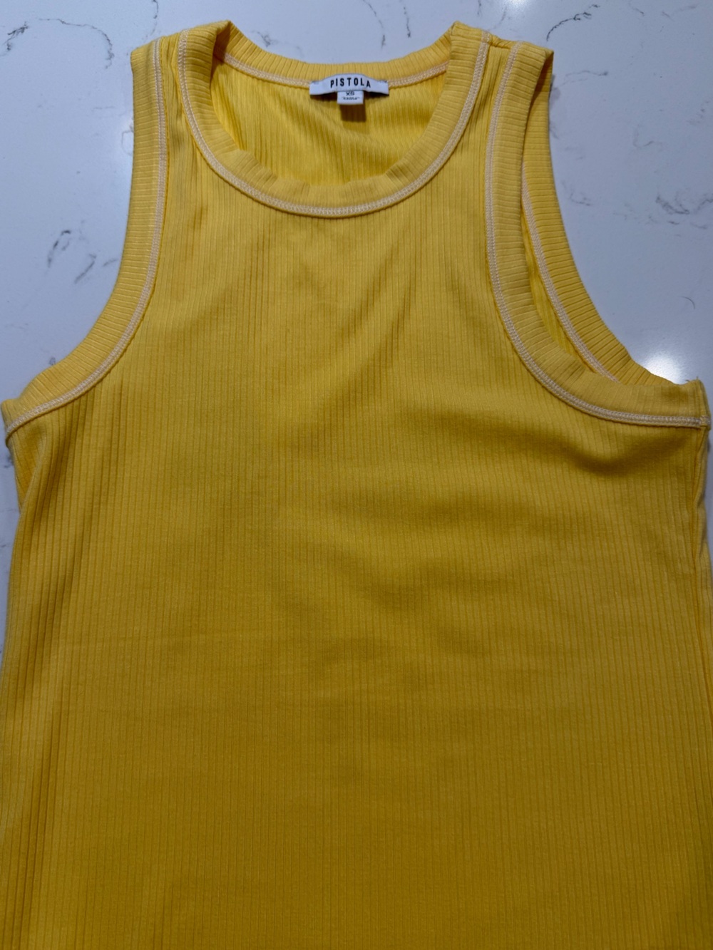 PISTOLA Bright Yellow Ribbed Tank Top